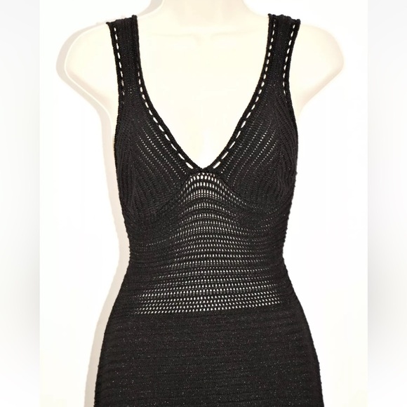 Torn by Ronny Kobo Madi Open-Back Knit Crochet Maxi Dress Black Size M - Picture 10 of 16